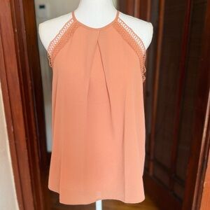 MINE Boho Lace Halter Cami Top Salmon Orange Size Large